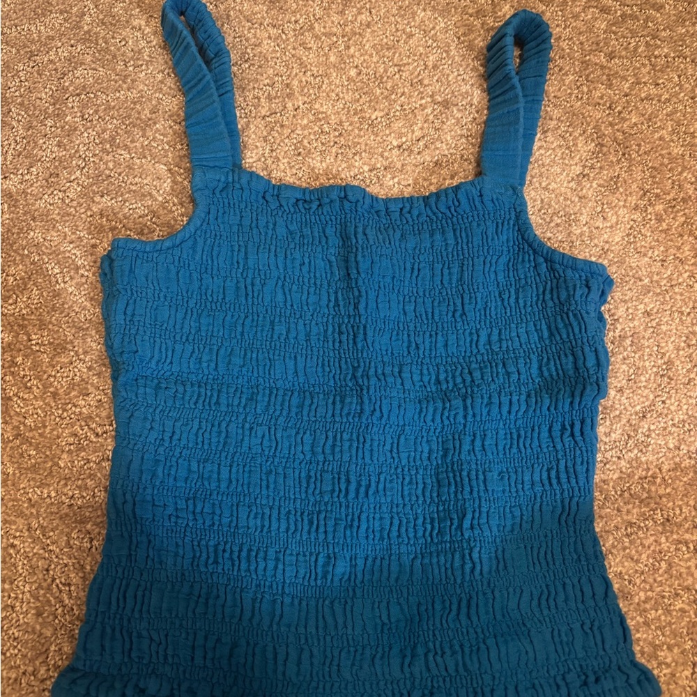 Macy's Teal Smocked Tank Top